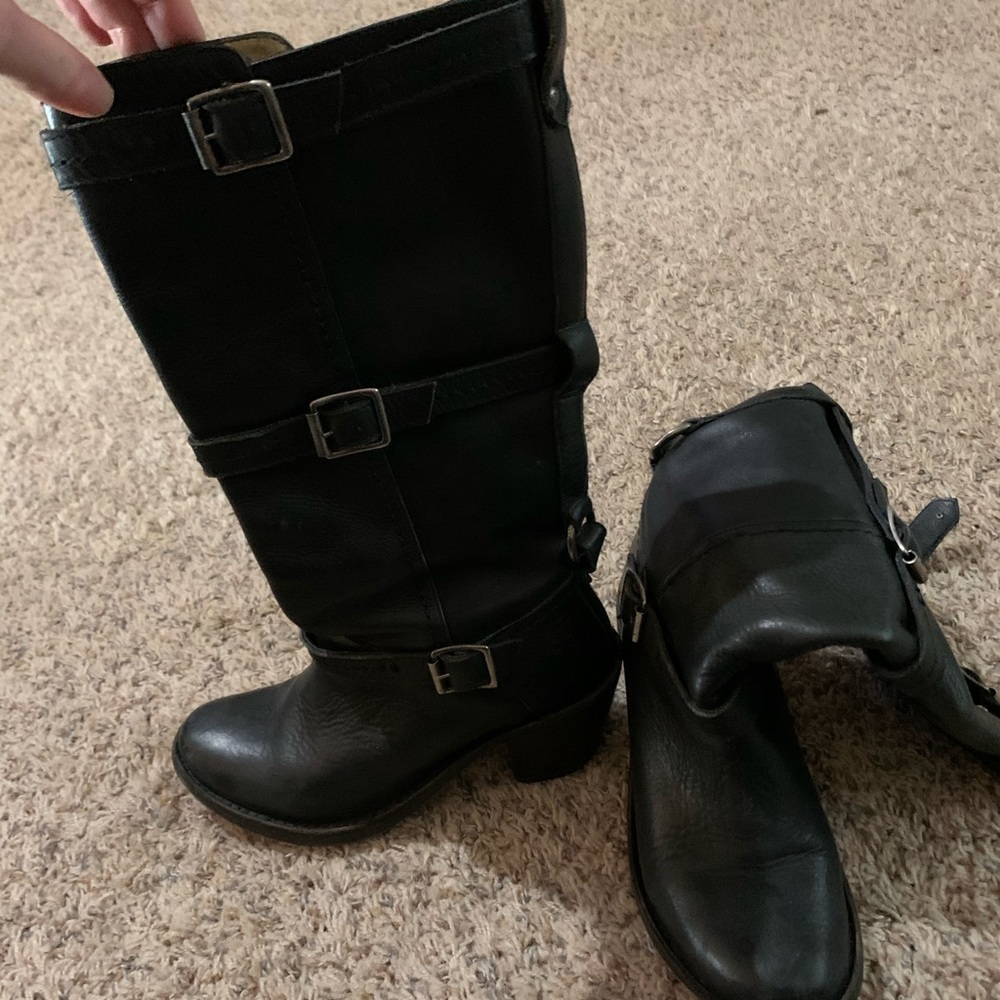 Black tall Frye leather boots - size 7